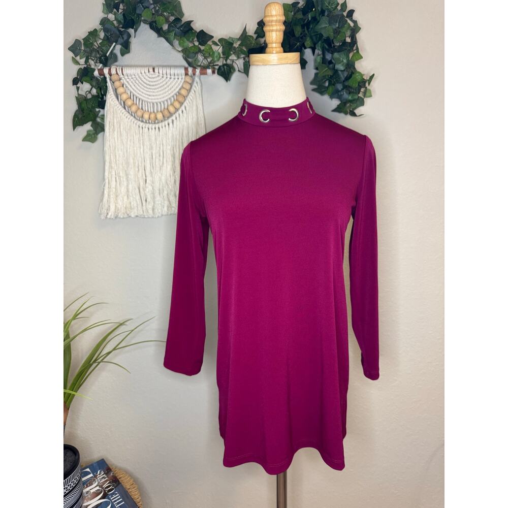 Susan Graver Tie Neck Quarter Sleeve Blouse sz XXS